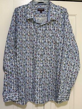 Johnston & Murphy Mens 3XL Floral Design Multicolor Cotton Button Front Shirt